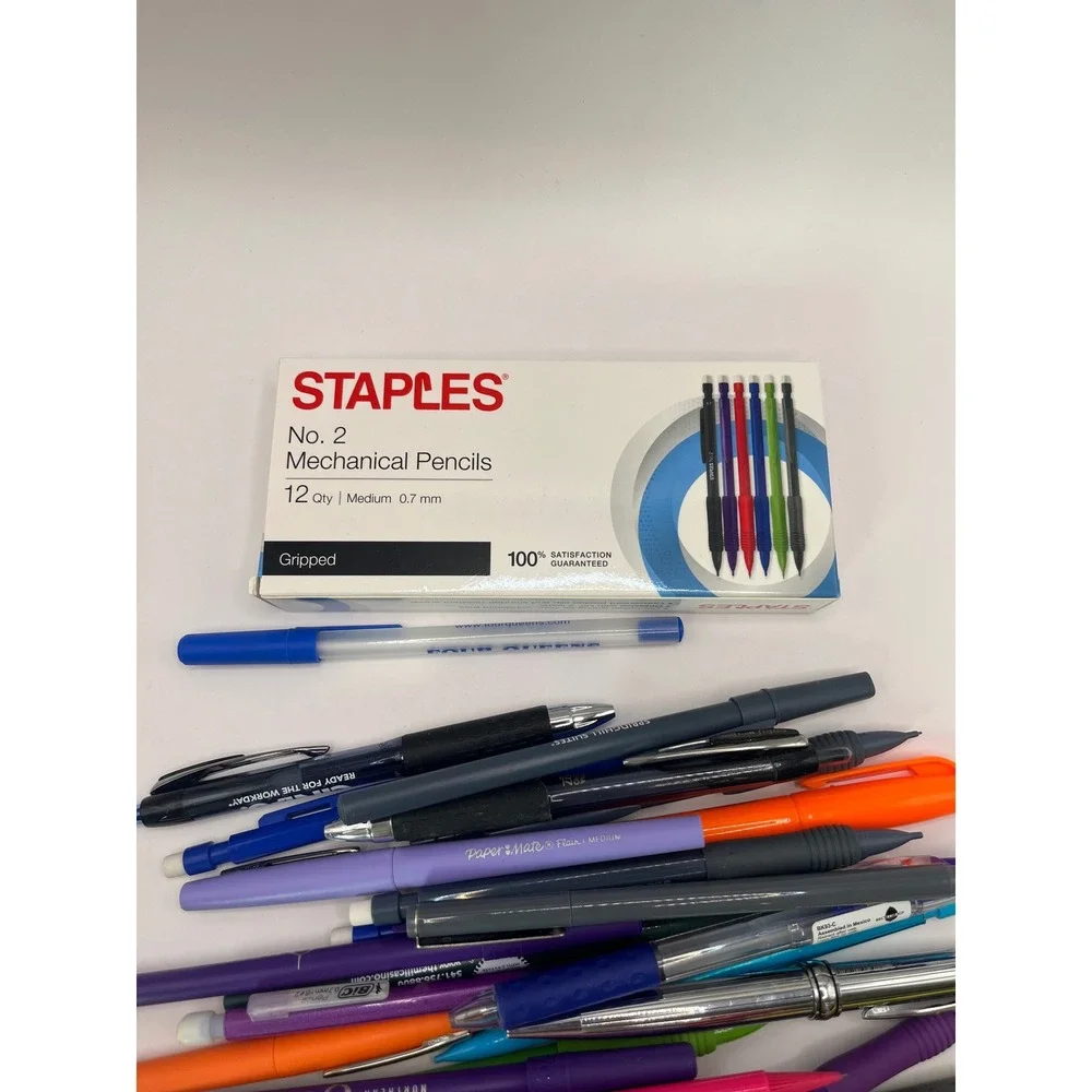 Mixed Writing Supplies Lot Staples Paper Mate BIC Pens Pencils Highlighters